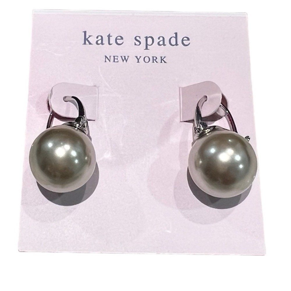 KATE SPADE Silver Shine On Gray Pearl Drop Earrings